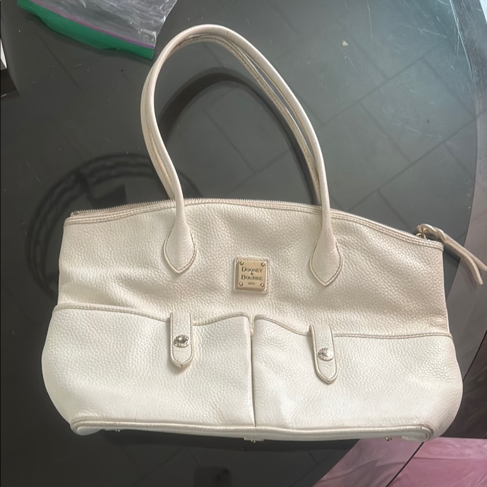 Dooney & Bourke Cream Leather Tote Bag